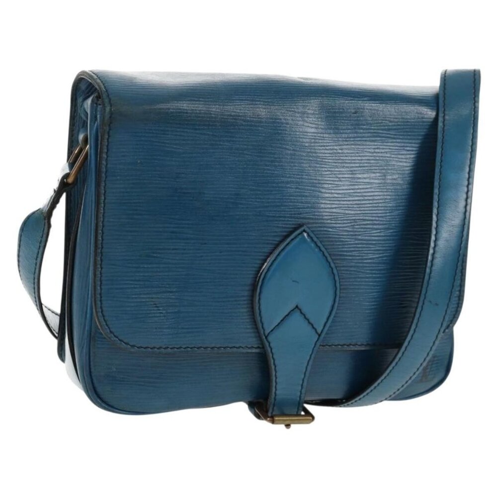 Authentic LOUIS VUITTON Epi Cartouchiere MM Shoulder Bag Blue M52245 LV